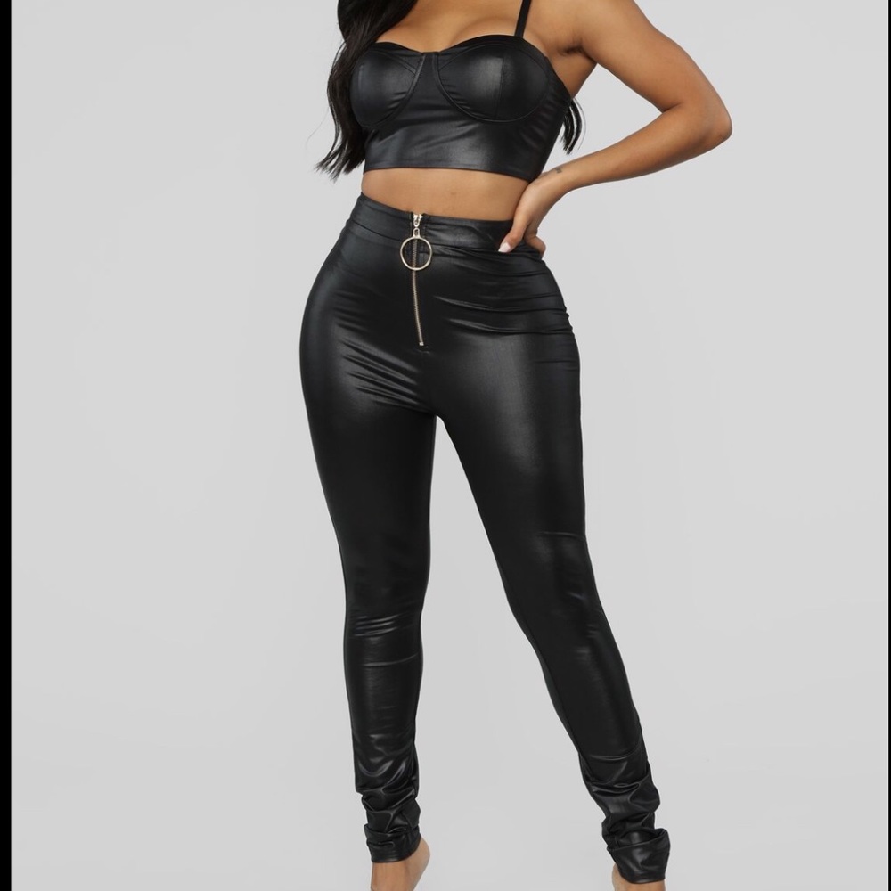 Black leather set from fashion nova